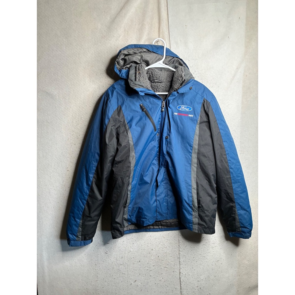 Port Authority Ford Performance Parts Blue Hooded Jacket Mens Medium Racing Coat
